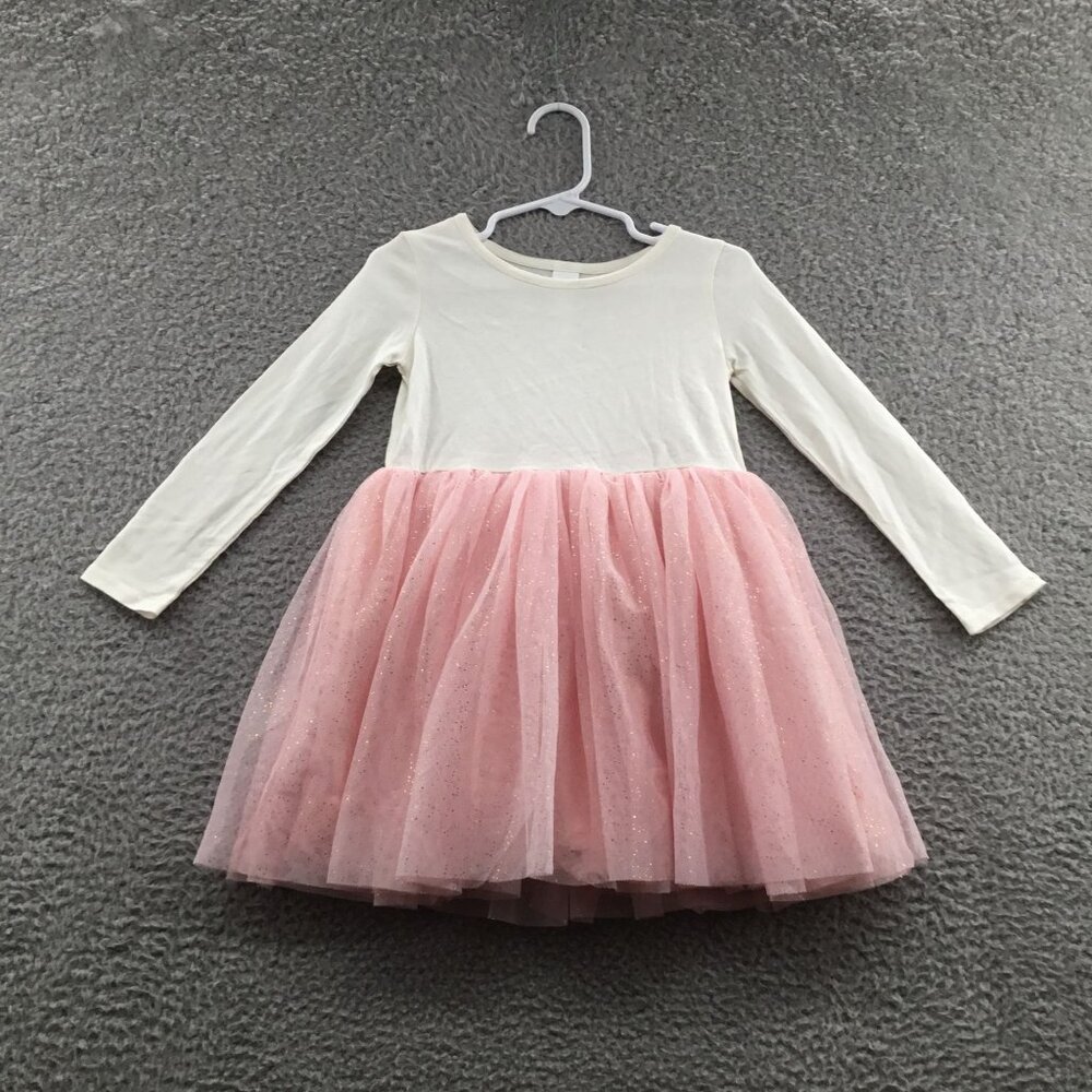 Harper Canyon Girl's Long Sleeve Mesh Tutu Dress Pink Sparkle 24M